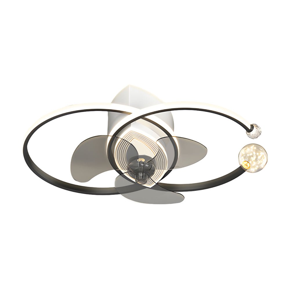 2 Rings Modern Ceiling Fan with 3-Step Dimming Light