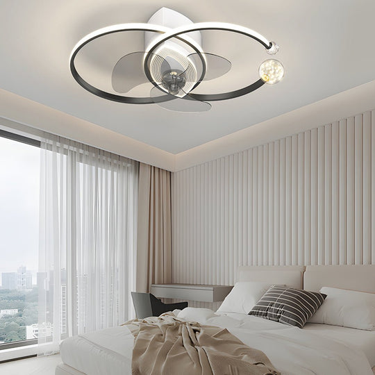 2 Rings Modern Ceiling Fan with 3-Step Dimming Light