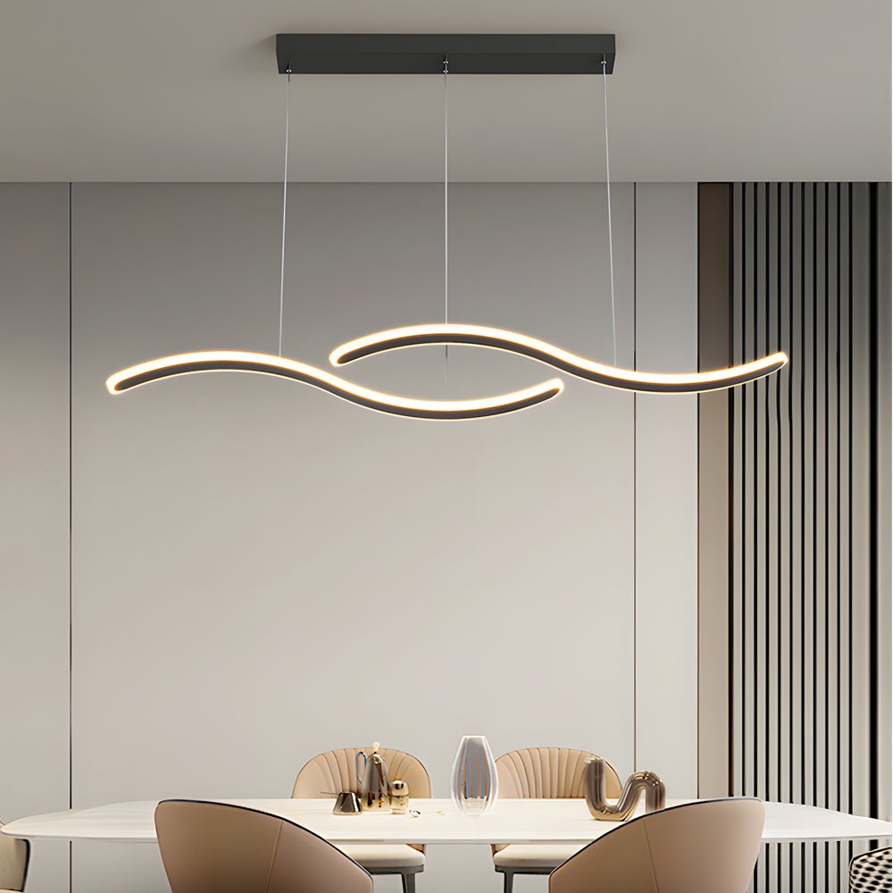 Modern Wavy Line LED Pendant Light – 2 Heads