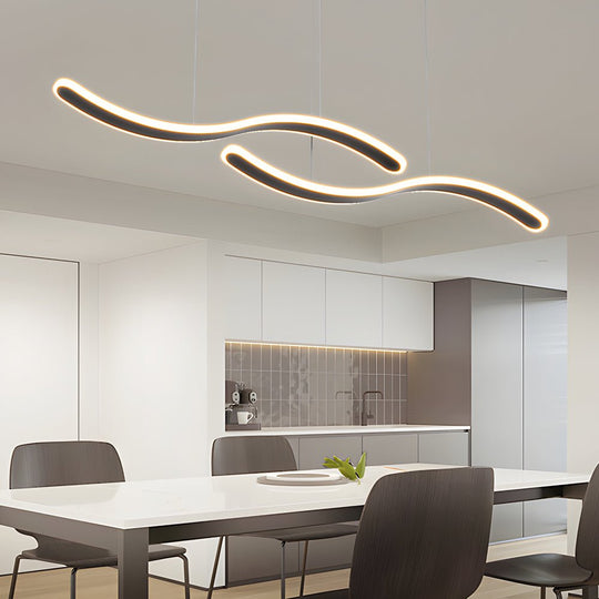 Modern Wavy Line LED Pendant Light – 2 Heads