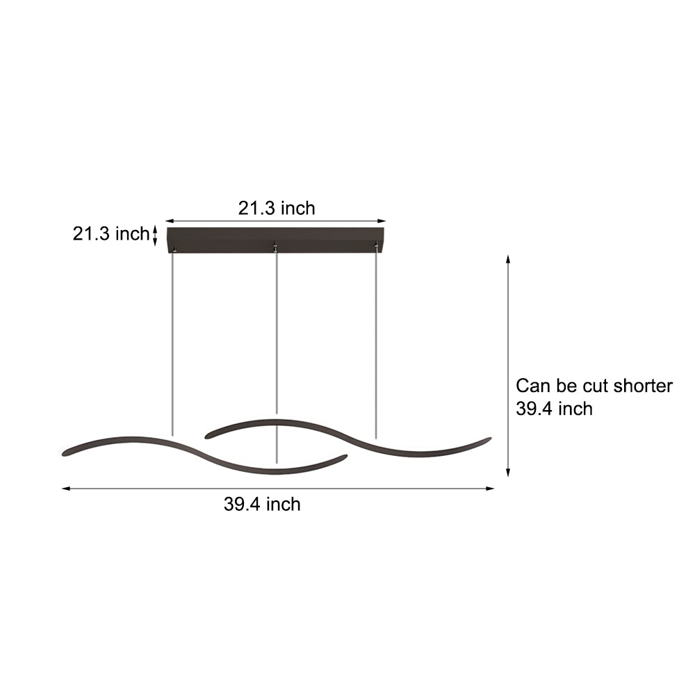 Modern Wavy Line LED Pendant Light – 2 Heads