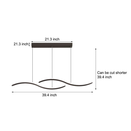 Modern Wavy Line LED Pendant Light – 2 Heads