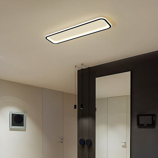 Simple Modern Rectangular Flush Mount Light – 20" & 30" (Black)