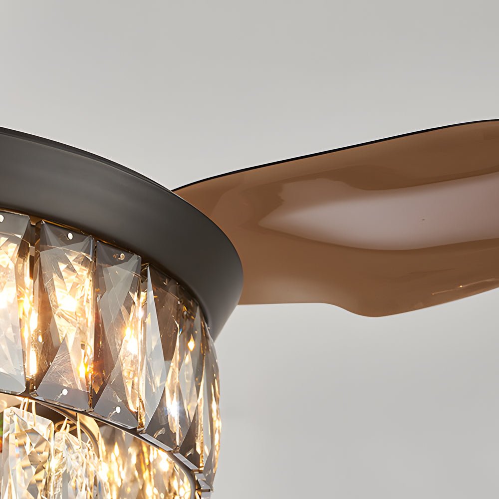 20-Inch Black Crystal Ceiling Fan with Retractable Blades and LED Light