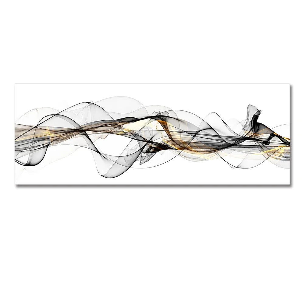 Abstract Flowing Lines Minimalist Wide Format Canvas Wall Art Unframed