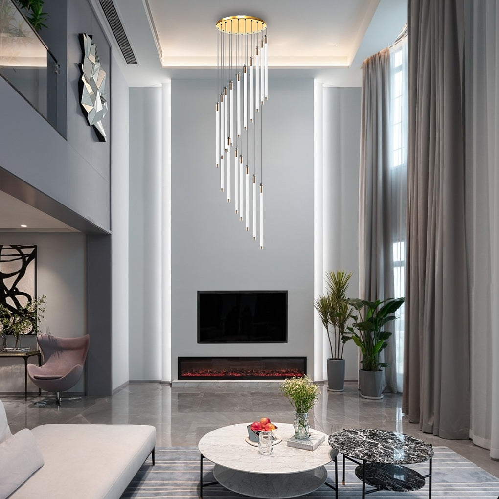 Spiral Creative Long Tube LED Modern Duplex Staircase Chandelier Ceiling Light