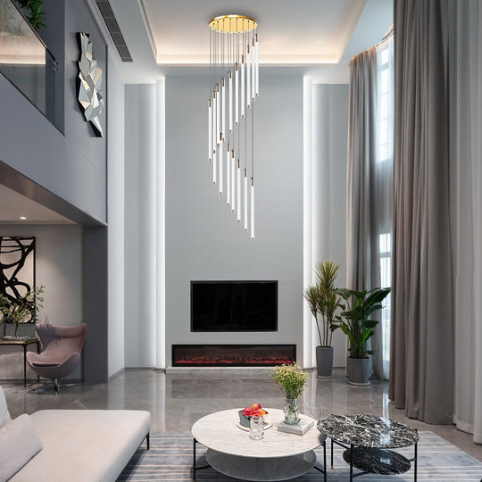 Spiral Creative Long Tube LED Modern Duplex Staircase Chandelier Ceiling Light