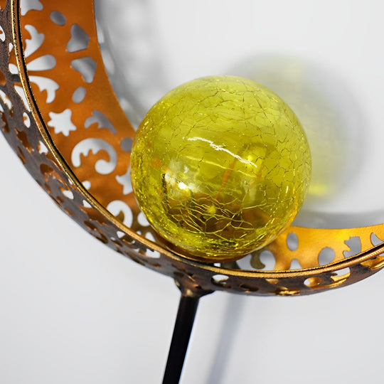 Mystical Moon & Sun Flame Iron Hollow Projector Solar Garden Light