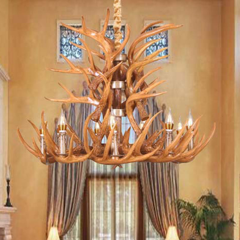 Vintage Antler-Shaped Chandelier – Rustic Resin Pendant Light