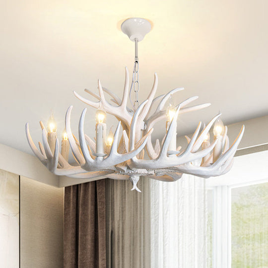 Rustic Resin Antler Suspension Chandelier – Multi-Light White & Yellow Pendant