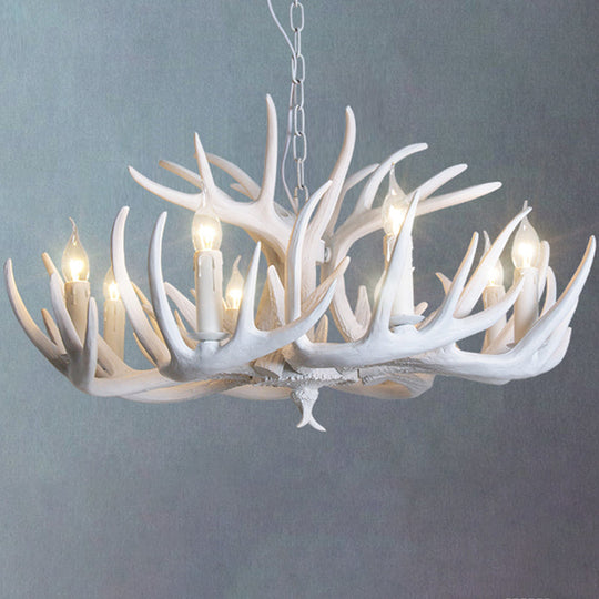 Rustic Resin Antler Suspension Chandelier – Multi-Light White & Yellow Pendant