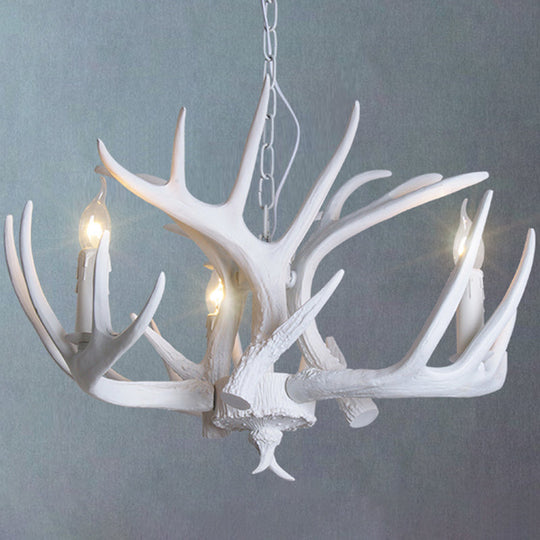 Rustic Resin Antler Suspension Chandelier – Multi-Light White & Yellow Pendant