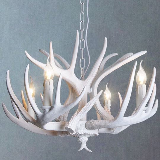 Rustic Resin Antler Suspension Chandelier – Multi-Light White & Yellow Pendant