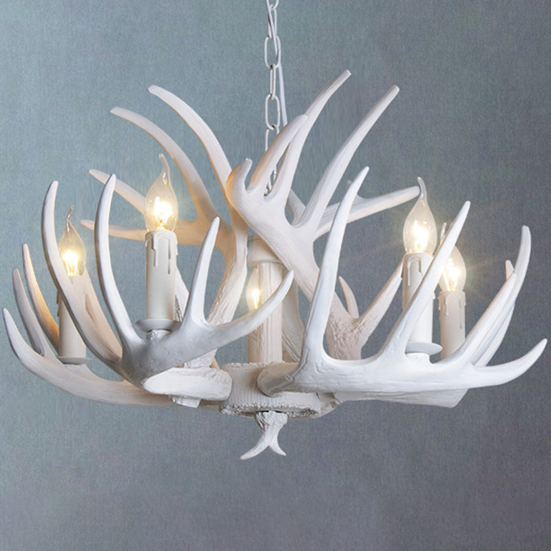 Rustic Resin Antler Suspension Chandelier – Multi-Light White & Yellow Pendant