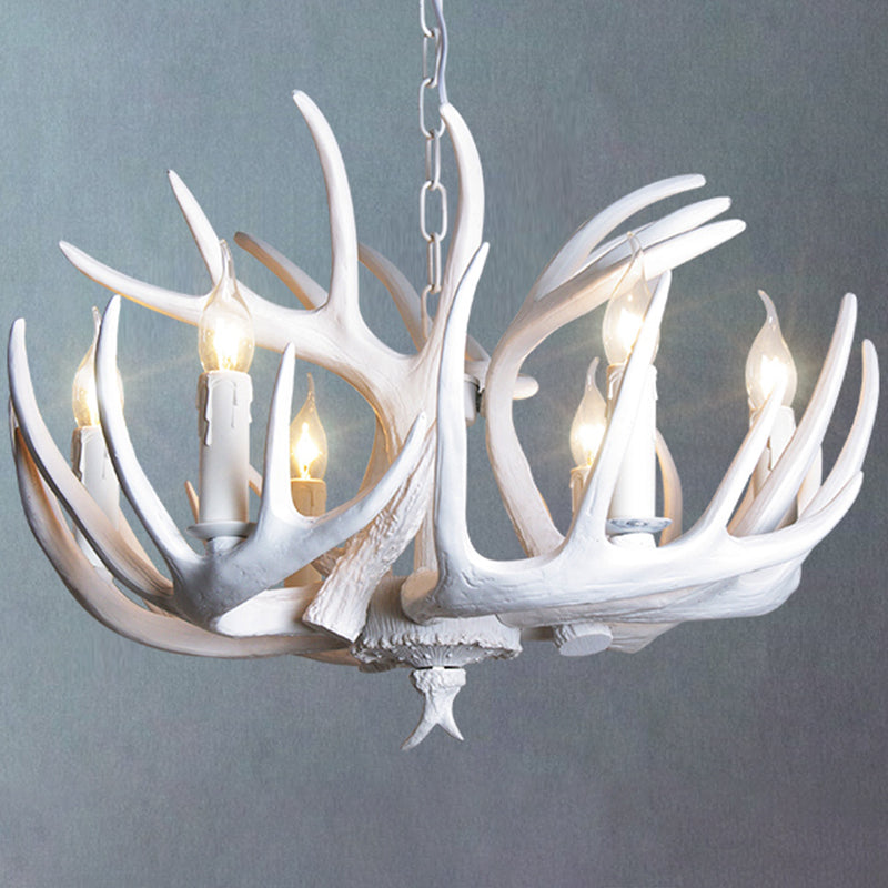 Rustic Resin Antler Suspension Chandelier – Multi-Light White & Yellow Pendant