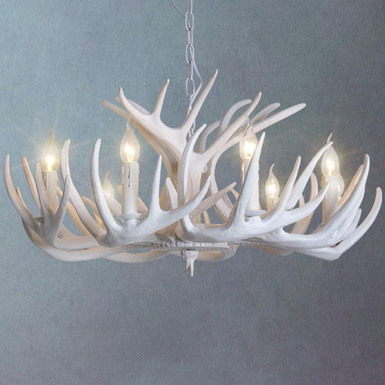 Rustic Resin Antler Suspension Chandelier – Multi-Light White & Yellow Pendant