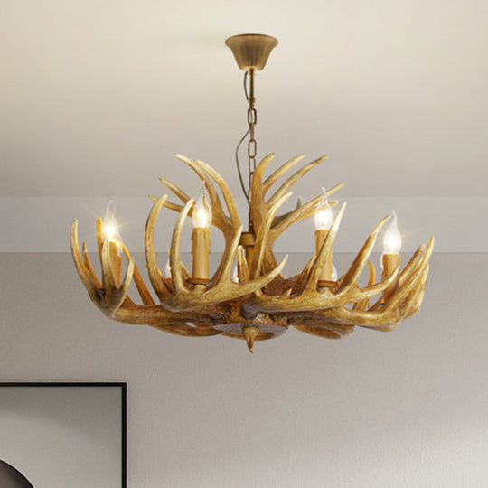 Rustic Resin Antler Suspension Chandelier – Multi-Light White & Yellow Pendant