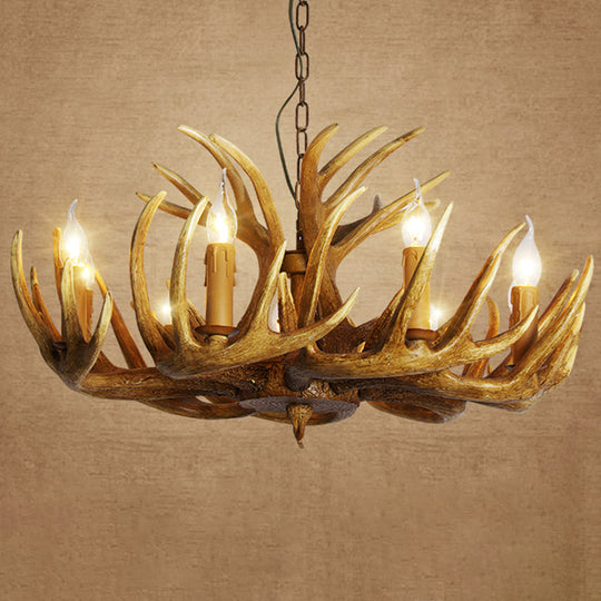Rustic Resin Antler Suspension Chandelier – Multi-Light White & Yellow Pendant