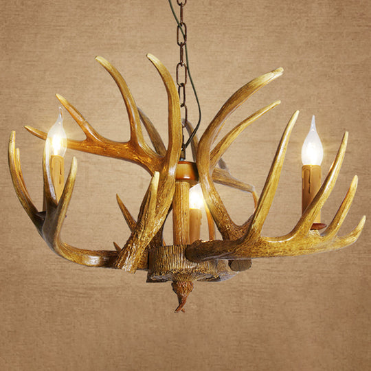 Rustic Resin Antler Suspension Chandelier – Multi-Light White & Yellow Pendant