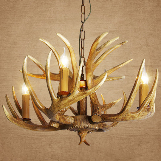 Rustic Resin Antler Suspension Chandelier – Multi-Light White & Yellow Pendant