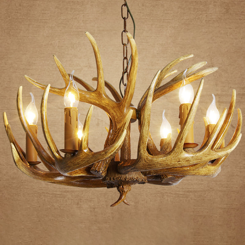 Rustic Resin Antler Suspension Chandelier – Multi-Light White & Yellow Pendant