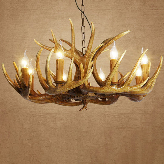 Rustic Resin Antler Suspension Chandelier – Multi-Light White & Yellow Pendant
