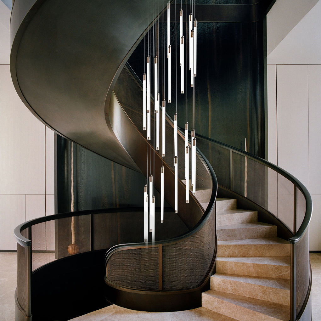Spiral Creative Long Tube LED Modern Duplex Staircase Chandelier Ceiling Light