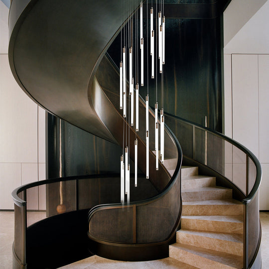 Spiral Creative Long Tube LED Modern Duplex Staircase Chandelier Ceiling Light