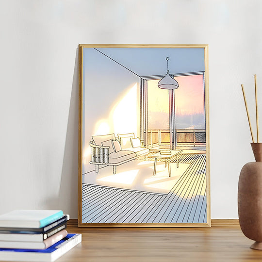 Wooden Frame Touch Control Dimmable LED Night Light