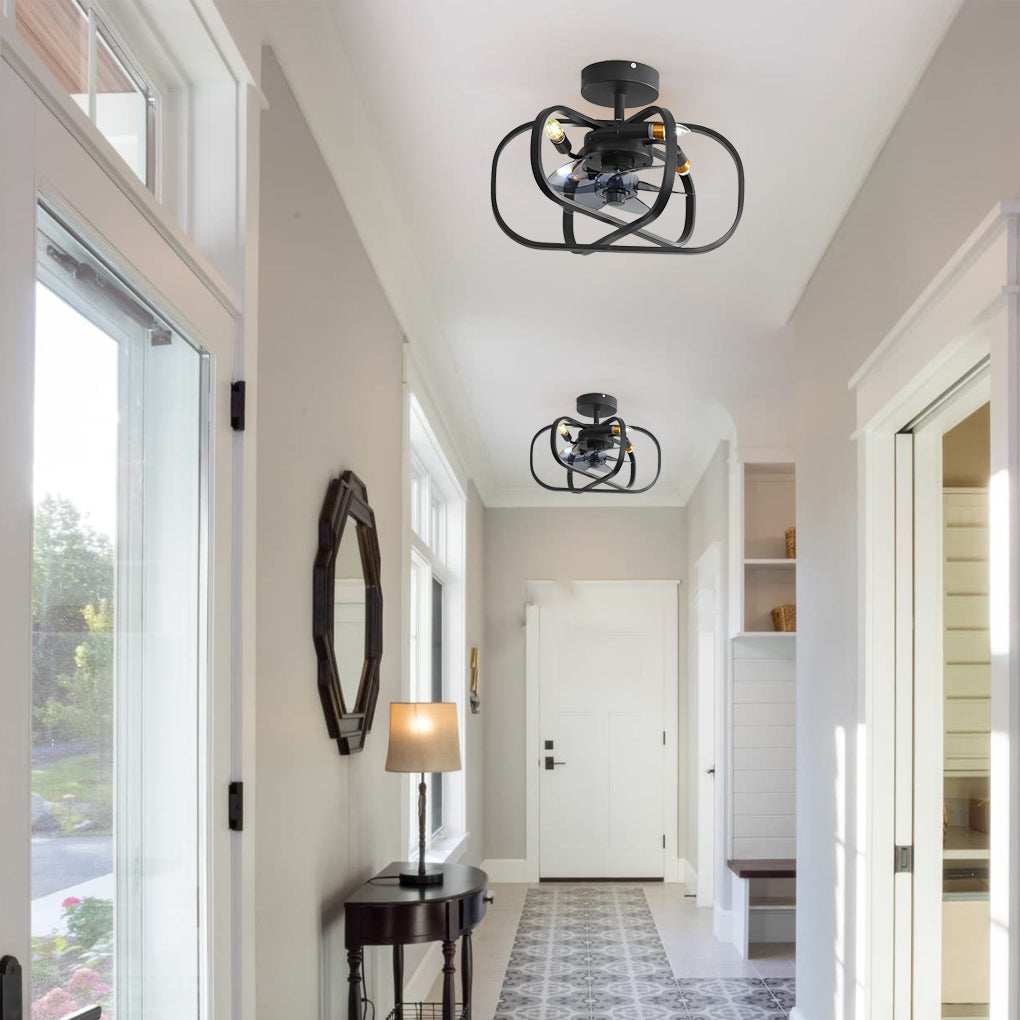 Retro Rustic Bladeless Ceiling Fan Light with Remote