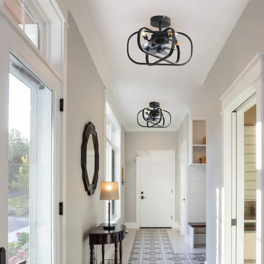 Retro Rustic Bladeless Ceiling Fan Light with Remote