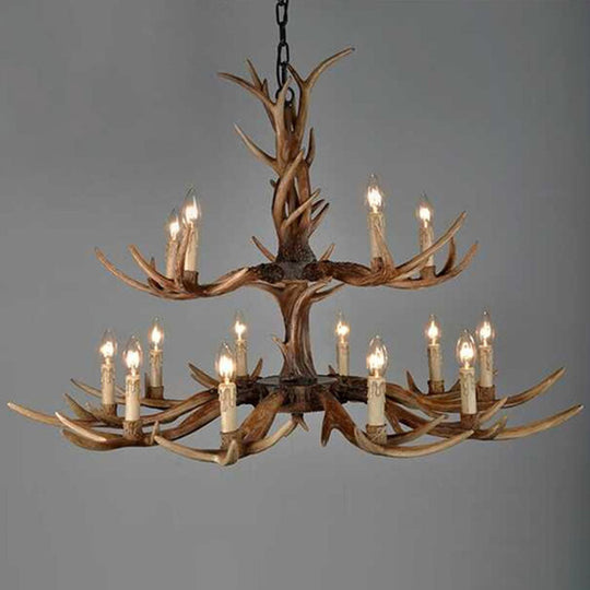 Traditional Antler Resin Chandelier – Rustic Brown Ceiling Light Fixture