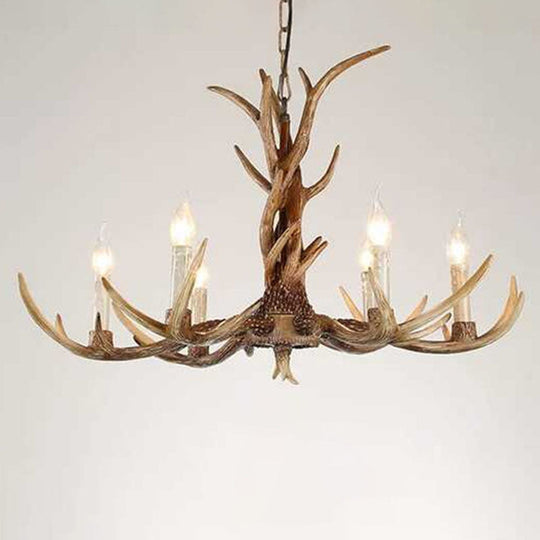 Traditional Antler Resin Chandelier – Rustic Brown Ceiling Light Fixture