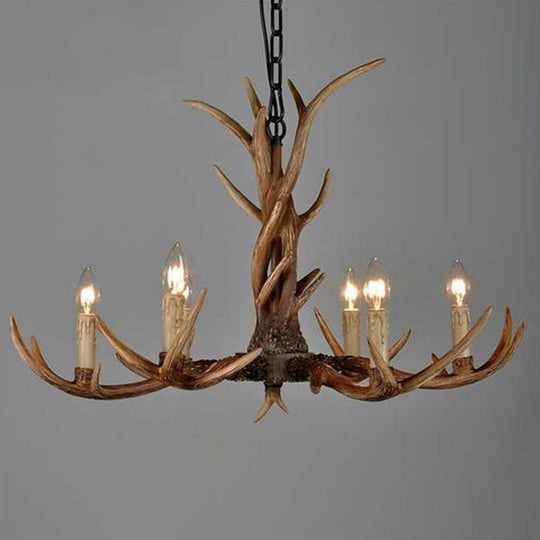 Traditional Antler Resin Chandelier – Rustic Brown Ceiling Light Fixture