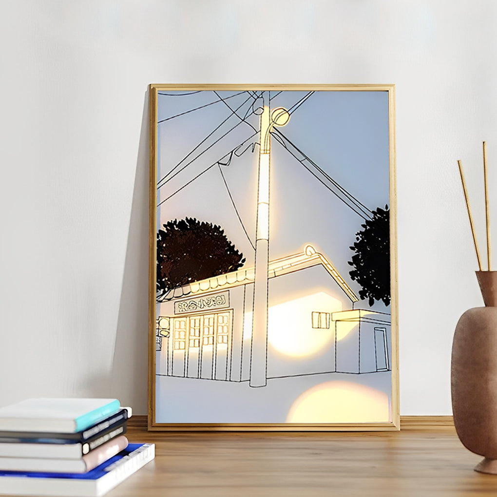 Wooden Frame Touch Control Dimmable LED Night Light