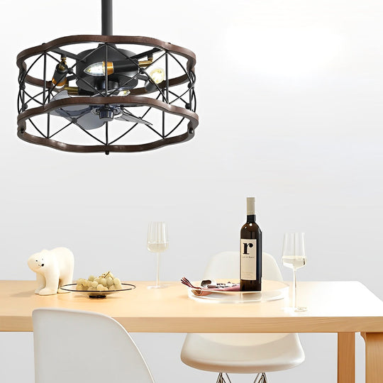 Retro Rustic Bladeless Ceiling Fan Light with Remote