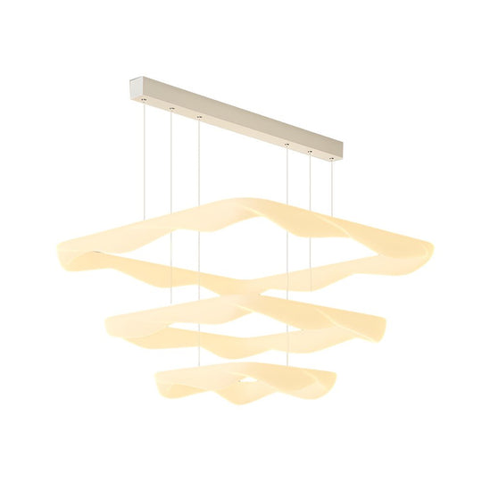 Modern Square Ring LED Chandelier – 2/3 Rings, White