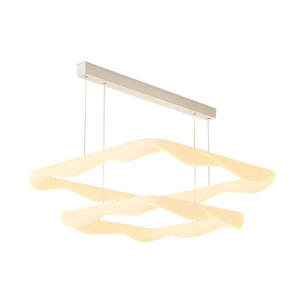 Modern Square Ring LED Chandelier – 2/3 Rings, White