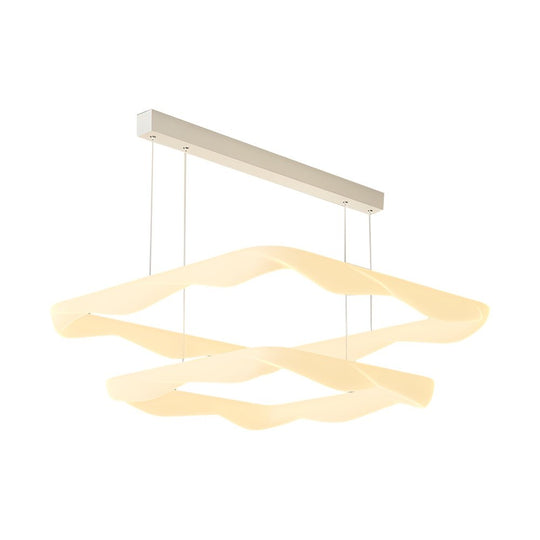 Modern Square Ring LED Chandelier – 2/3 Rings, White