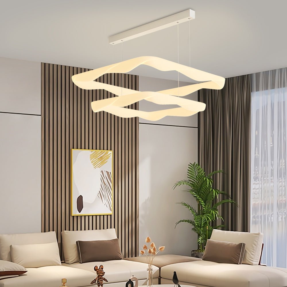 Modern Square Ring LED Chandelier – 2/3 Rings, White