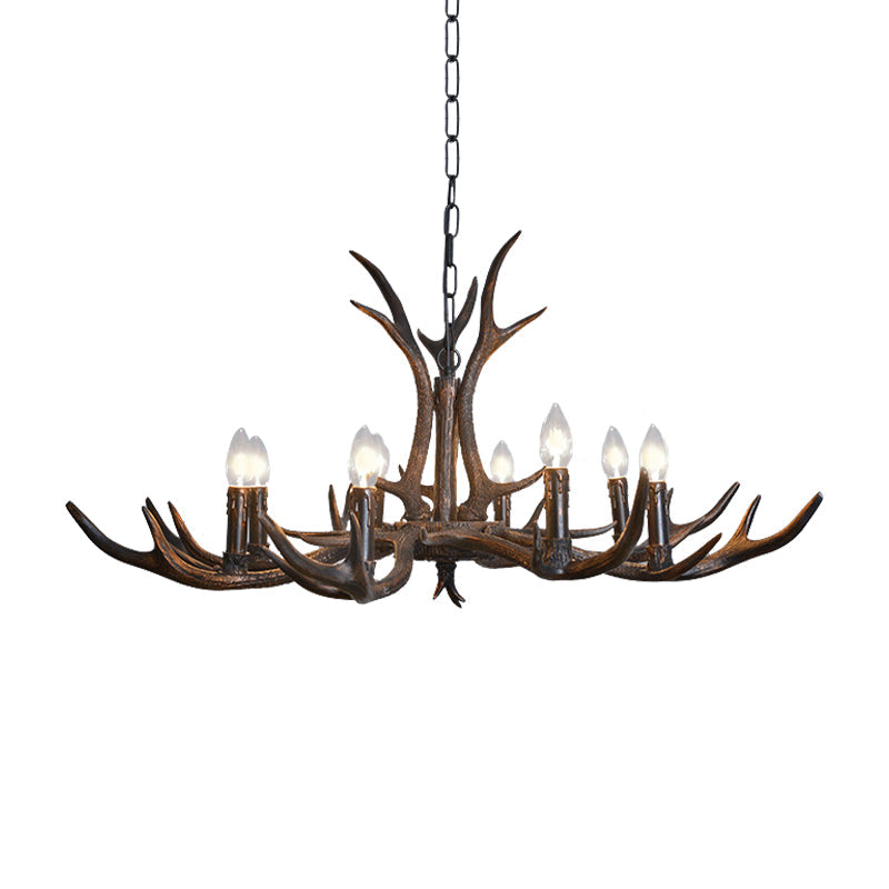Black Resin Antler Candelabra Chandelier – Rustic 4/6/8-Light Dining Pendant