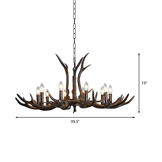 Black Resin Antler Candelabra Chandelier – Rustic 4/6/8-Light Dining Pendant