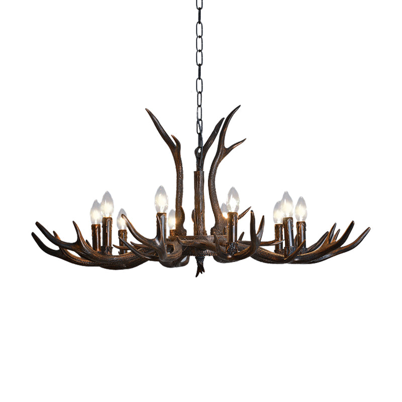 Black Resin Antler Candelabra Chandelier – Rustic 4/6/8-Light Dining Pendant