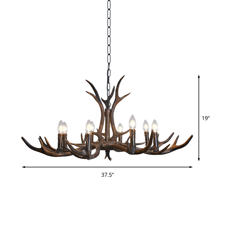 Black Resin Antler Candelabra Chandelier – Rustic 4/6/8-Light Dining Pendant