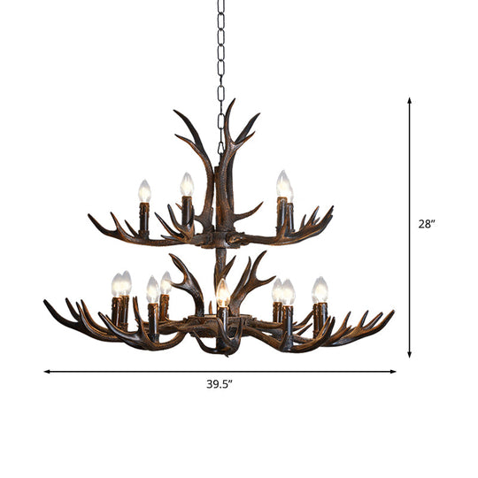Black Resin Antler Candelabra Chandelier – Rustic 4/6/8-Light Dining Pendant