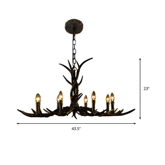 Rustic Brass Resin Antler Chandelier – 6/8/10-Light Pendant for Living & Study Rooms