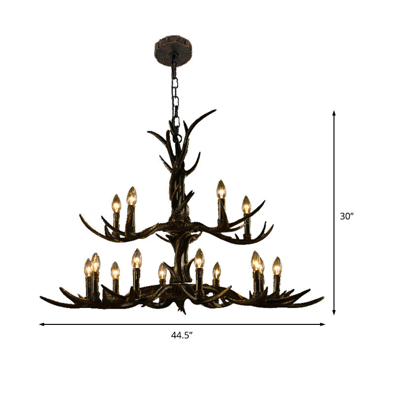Rustic Brass Resin Antler Chandelier – 6/8/10-Light Pendant for Living & Study Rooms