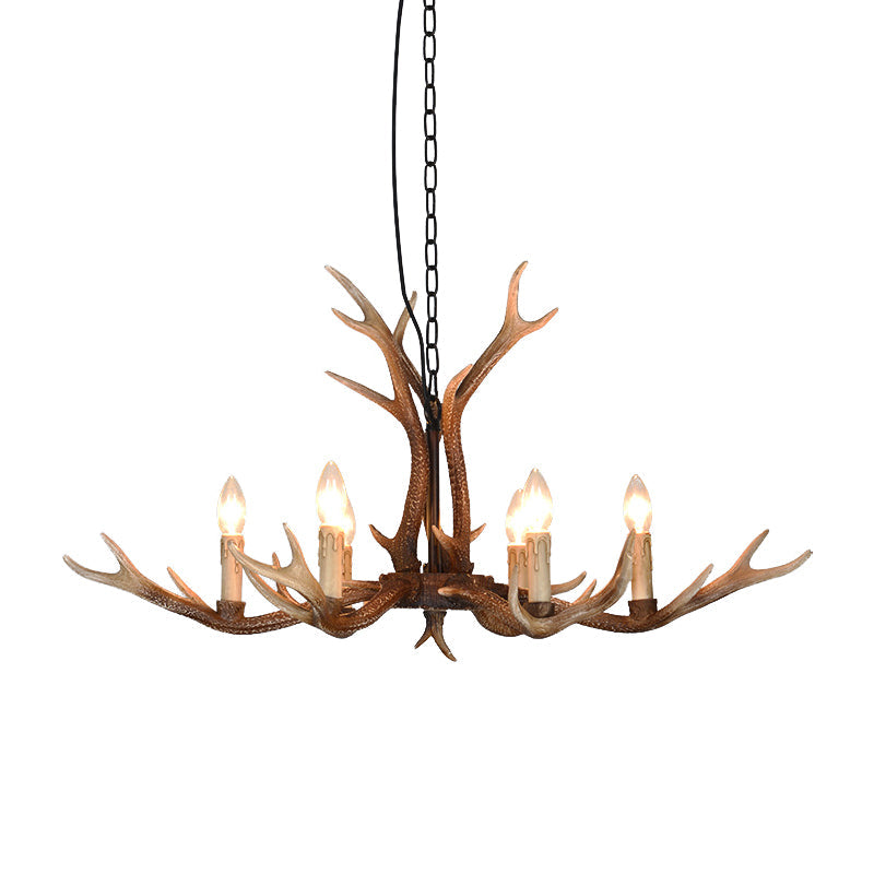 Rustic Khaki Resin Antler Chandelier – 6/8-Light Ceiling Pendant for Restaurants