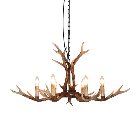Rustic Khaki Resin Antler Chandelier – 6/8-Light Ceiling Pendant for Restaurants
