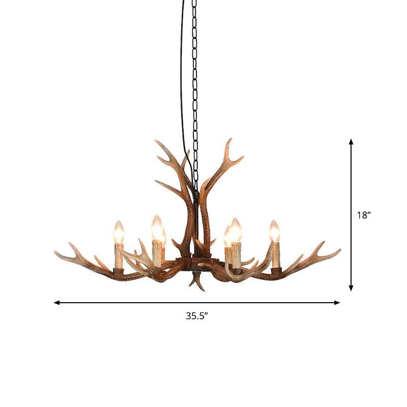 Rustic Khaki Resin Antler Chandelier – 6/8-Light Ceiling Pendant for Restaurants